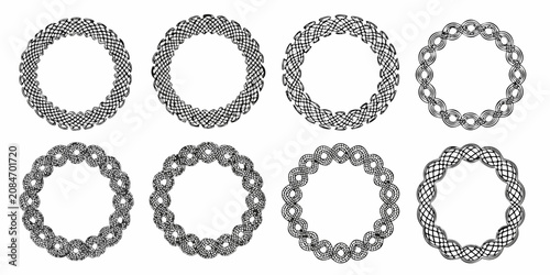 Foto collection of black and white celtic knot circular patterns on white background