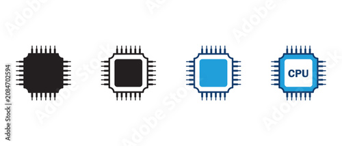 Canvastavla CPU Processor Chip Icon Set Collection for Computer Hardware and Microchip Techn
