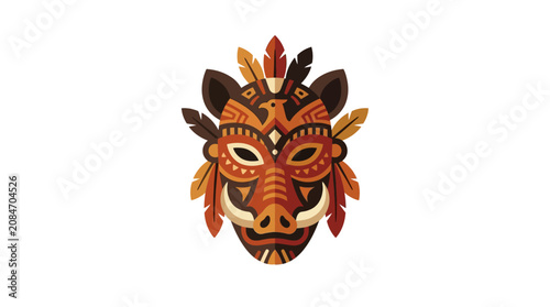 Ethnic Tribal Boar Mask Vector Illustration