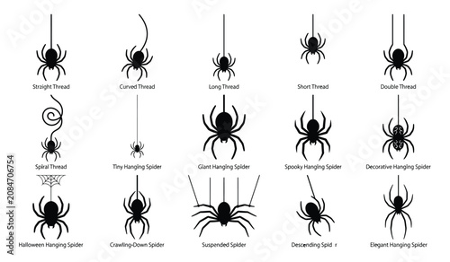 Schilderij op canvas Halloween spider collection diverse arachnid silhouettes for spooky designs