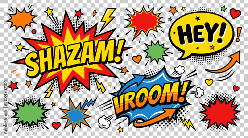Photos Comic book speech bubbles and effects.