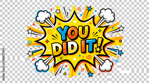 Tableau sur toile Colorful comic book style illustration congratulations.