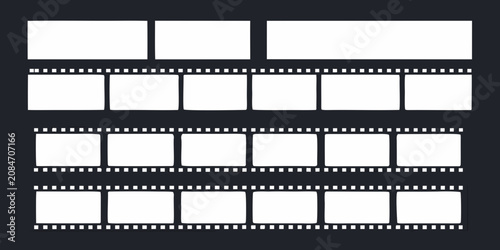 Canvastavla Film negative layout with rectangular frames dark background