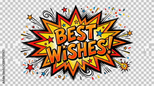 Foto Vibrant colorful best wishes greeting text.