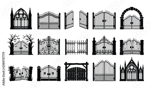 Halloween silhouette gates and fences for spooky decorations
