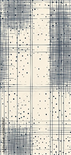 Seamless grid pattern featuring scattered polka dots. Grid pattern creating a modern texture with small scattered polka dots