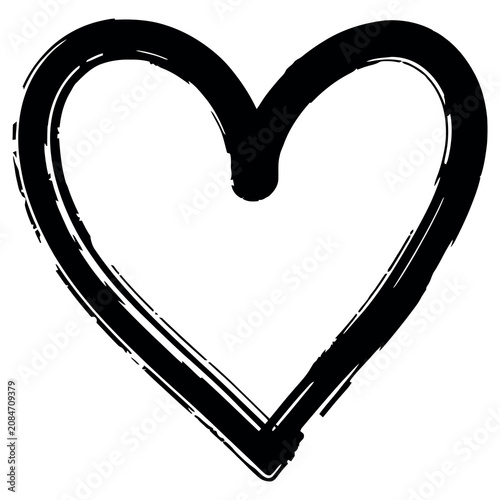 Fotografie Black heart symbol on white background simple love icon