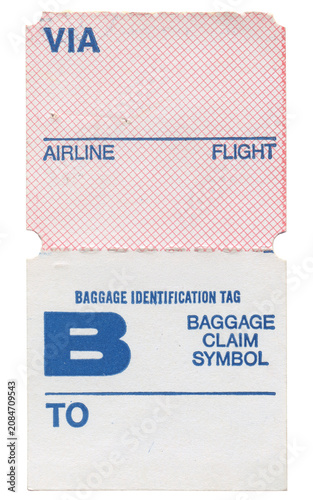 Quadro su tela Vintage 1950s Airline Baggage Claim Tag - Authentic Aged Ephemera Ticket Blank T