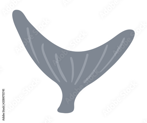 Cute shark tail above water illustration isolated. Wild animal, marine, aquat...