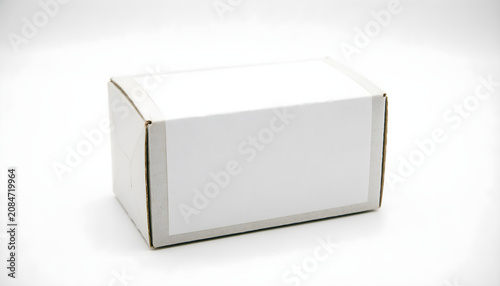 White Blank Cardboard Shipping Box Mockup Isolated on White Background