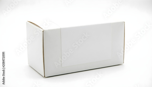 White blank cardboard packaging box mockup isolated on white background