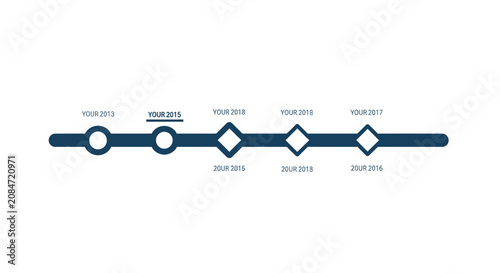 Foto Horizontal chronological timeline with milestone markers.