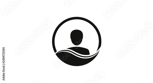 Obraz na plátne Human bust profile icon inside circle with wave design.