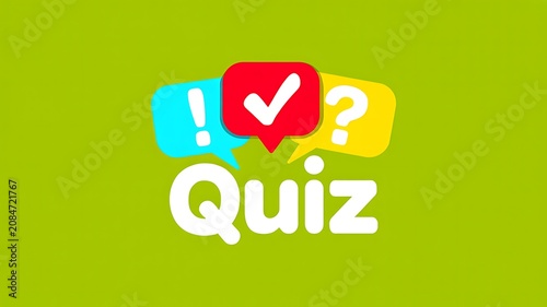 Quiz, question mark, exclamation mark, speech bubbles, colorful icons