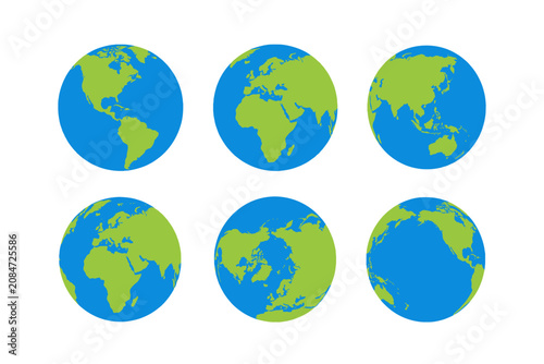 Fotografie Set of globe icons showing Earth from multiple world views