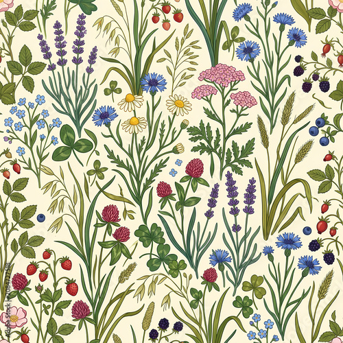 Elegant Seamless Flower Pattern Collection – Modern Botanical Floral Background for Textile, Fabric, Wallpaper, Wrapping Paper & Surface Design