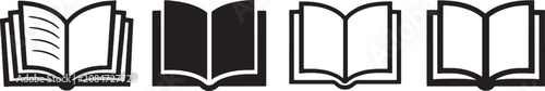 Fotografi Open book icons in silhouette, outline, and filled outline styles design mania