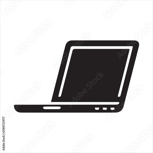 Laptop computer with black and white computer technology electronic keyboard