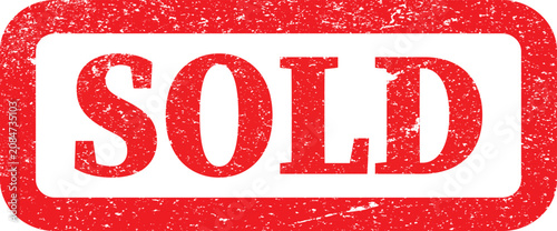 Red sold rubber stamp grunge texture sign