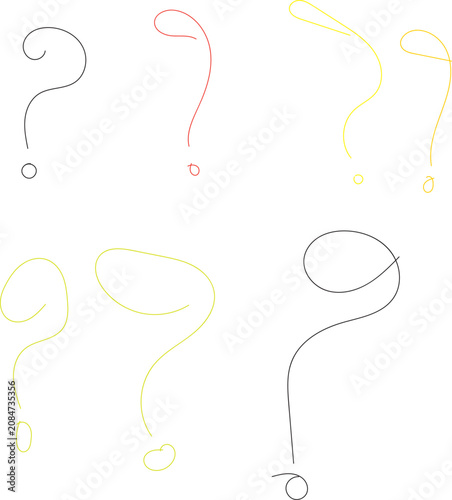Three black hand drawn question mark symbols