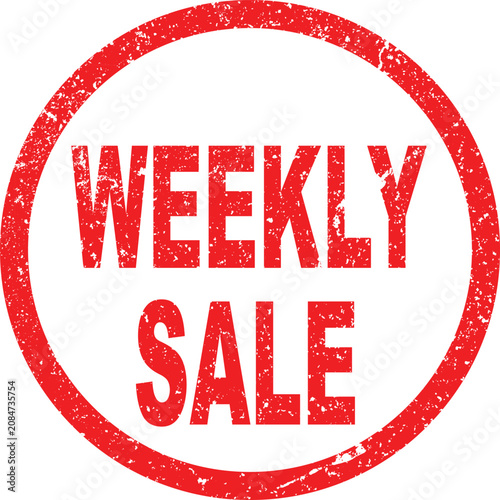 Weekly sale red round grunge rubber stamp sign