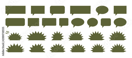 Canvastavla Speech bubble And Spiky burst Silhouettes Olive toned Flat Shapes