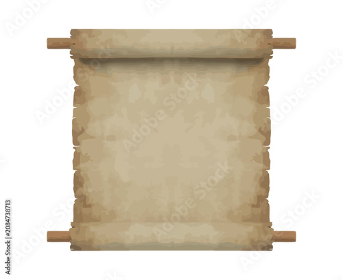 Foto Parchment scroll with wooden dowels vector illustration