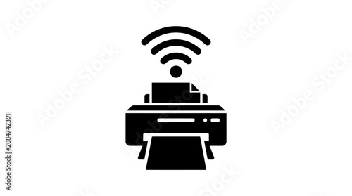 Wireless printer with WiFi connectivity symbol.