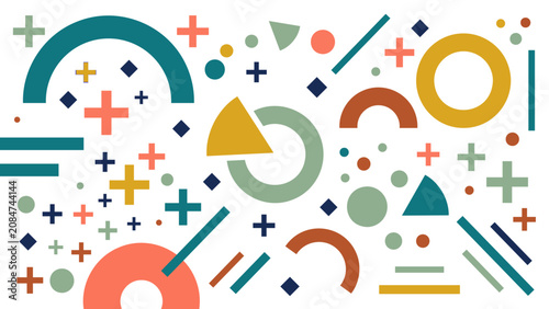Abstract Geometric Background With Colorful Retro Shapes Seamless Vector Pattern Art
