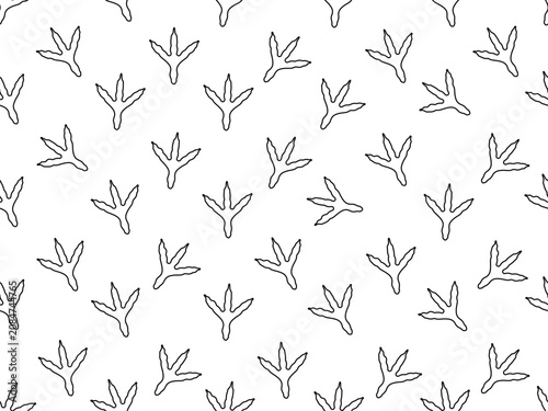 Bird footprint icon, chicken paw vector track, turkey foot print line pattern