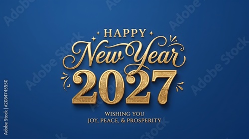 Elegent Happy new year 2027 greeting card with solid background