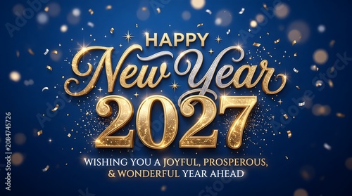 Stylish Happy new year wishing card