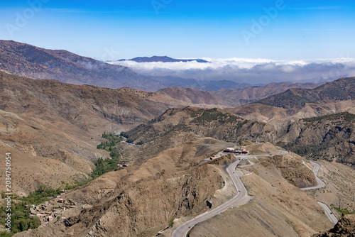 Mountain pass viewpoint in Atlas mountains in Morocco