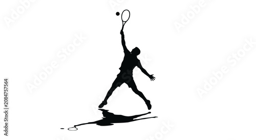 Tennis player jumping for an overhead smash shadow vector