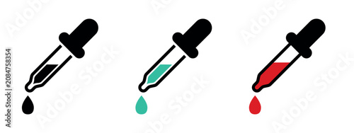 Dropper pipette icon set color sample and laboratory vector