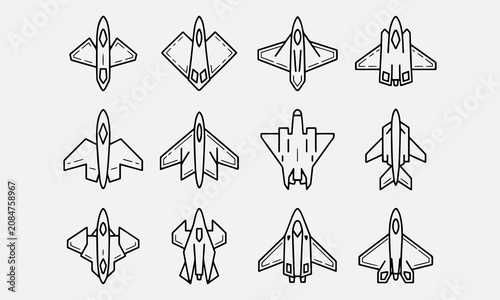 Canvastavla Stealth plane icons, stealth aircraft, bomber line art