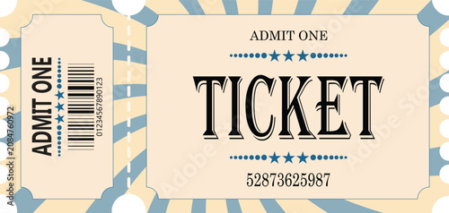 Photos Ticket with blue and beige background. Vector illustration.