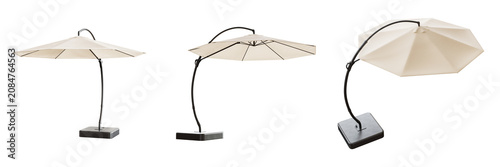 3D render of patio umbrellas set isolated on transparent background.