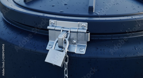 Secure Dark Container With Padlock And Chain Detail Shot Exterior