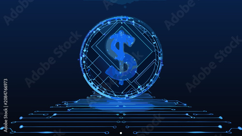 Foto Dollar sign enclosed in geometric shapes and lines a digital illustration with a
