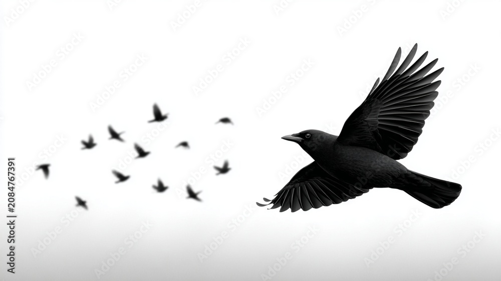 Obraz premium Silhouette of Bird Flying in Loopable Animation