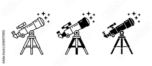 Bild auf Leinwand Telescope Icons: Astronomy, Space Exploration, and Scientific Discovery Vector S