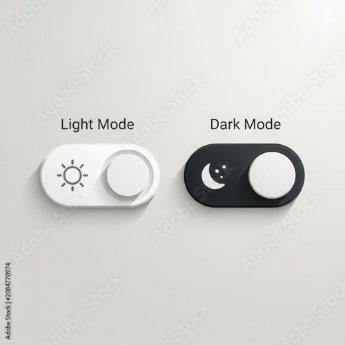 Modern ui web element toggle switch for light mode sun and dark mode moon user interface design