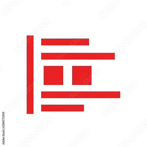 Red abstract geometric shapes and bars