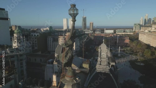 View from the top of the city building with landmarks in Buenos Aires
