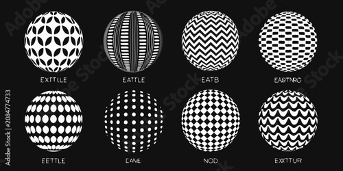 Foto eight patterned eggs with black and white designs on dark background egg geometr