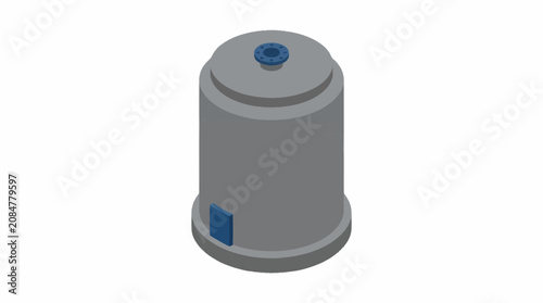 Konstfotografi Gray cylindrical object with blue details.