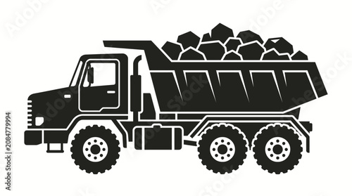 Black silhouette of a dump truck.