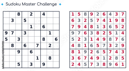 Fotografía Sudoku Master Challenge – Hard Printable Sudoku Worksheet, Advanced Number Logic