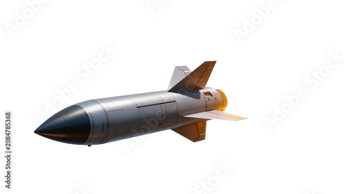 Foto Isolated modern long-range tactical missile with powerful engine and sleek desig